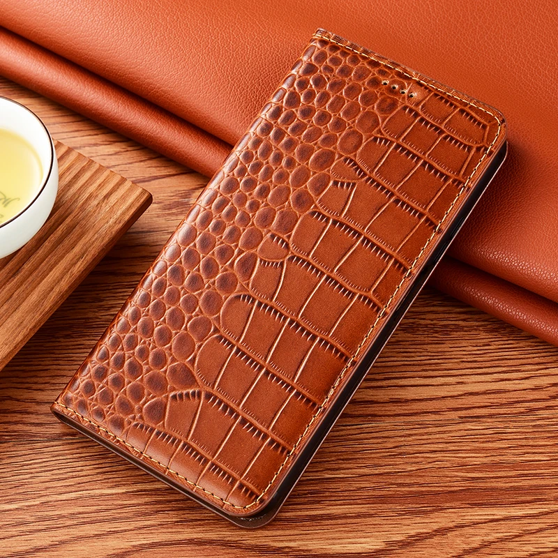

Crocodile Pattern Genuine leather Phone Case For OPPO Realme X X2 X3 X7 XT X50 5G Lite Pro Max Ultra Flip Wallet Phone cover