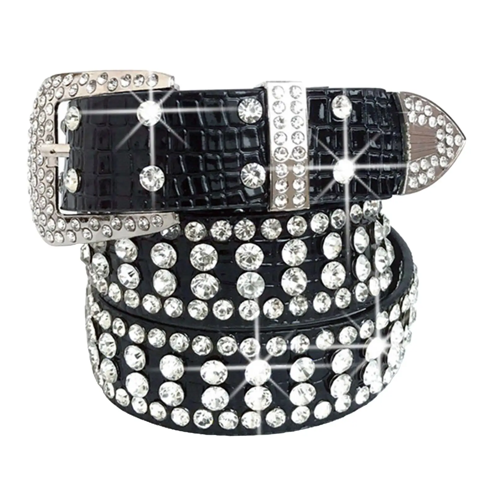 

Женский пояс из искусственной кожи, пояс, украшенный кристаллами, украшенный бриллиантами, Блестящий Пояс в западном стиле для платьев, джи...