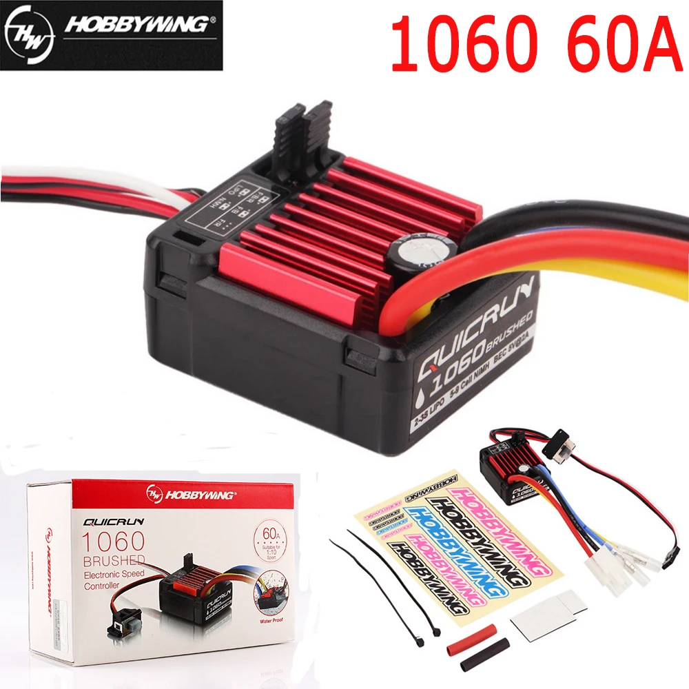 Щеточный электронный регулятор скорости HobbyWing quirun 1060 ESC 60A для 1:10