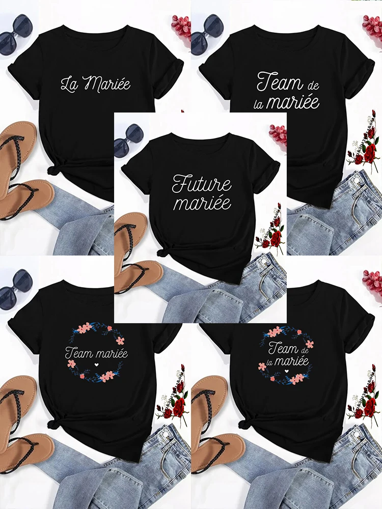 Женская футболка с надписью La Mariee