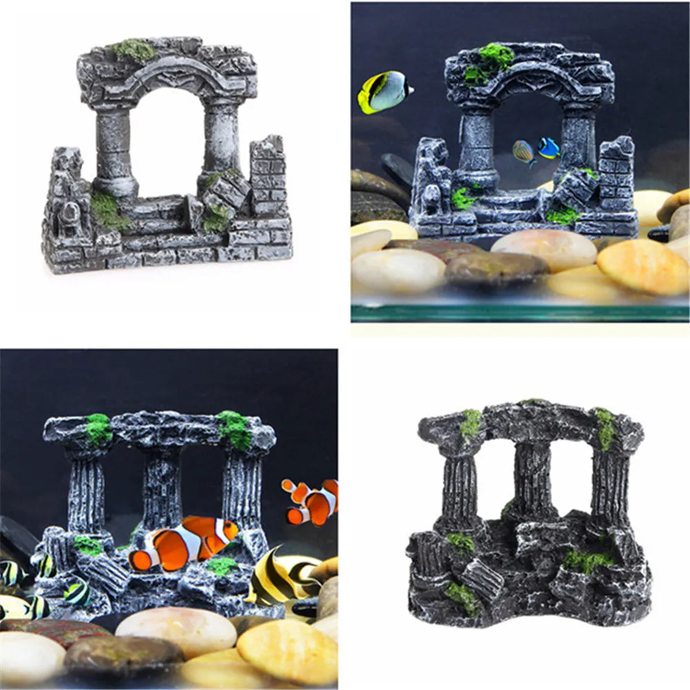 

Retro Aquarium Fish Tank Square Rome Stone Pillars Resin Manual Stone Landscaping Decoration Aquarium Fish Tank Decoration