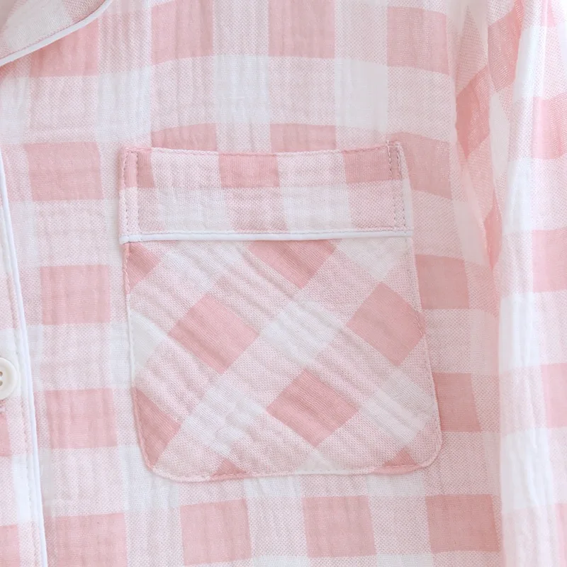 2023 зимние пижамы для пар 100% марля хлопок простой стиль клетчатая пижама с принтом