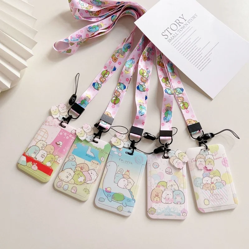 

1 Pcs Kawaii Japan Anime Sumikko Gurashi PVC Card Cases Keychains Lanyard Badge Bus ID Card Holders Card Cover Neck Strap Toys