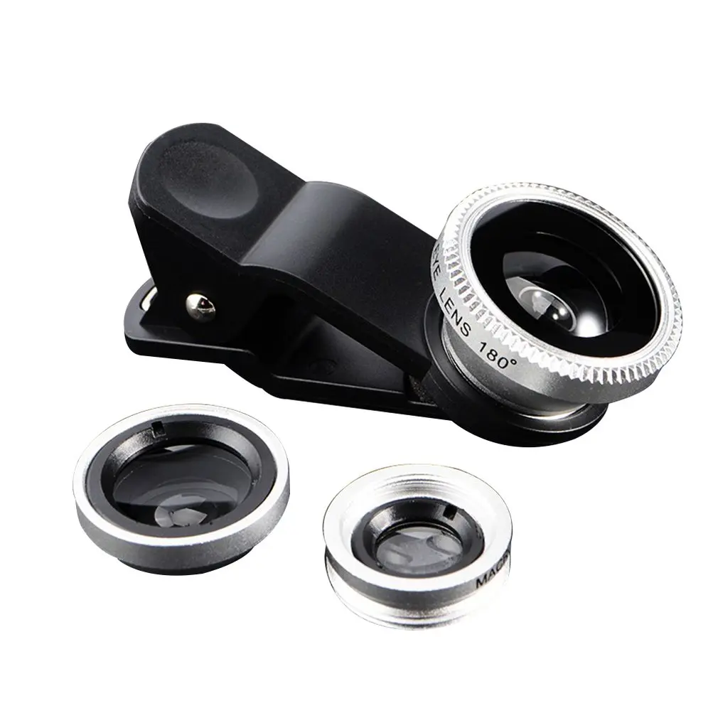 

Durable Universal 3 In 1 Mobile Phone Lenses Fish Eye Smartphone Wide Angle Macro Camera Celular Lens Kit