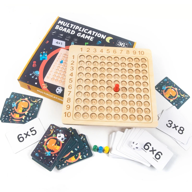 

Wooden Montessori Multiplication Board Game Kids Learning Educational Toys Math Counting Hundred Board Interactive Thinking Game