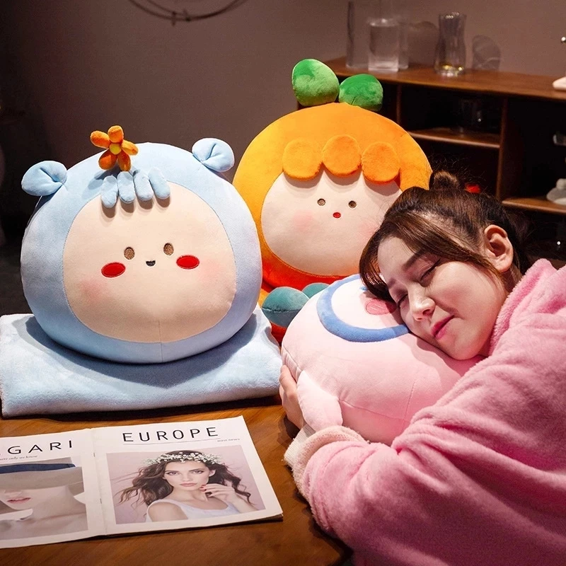 

Cartoon Cute 1pc Super Soft Animals Dumplings Dolls With Blanket Toys Super Stuffed Children Plush Pillow Home Sofa Bed Cushion