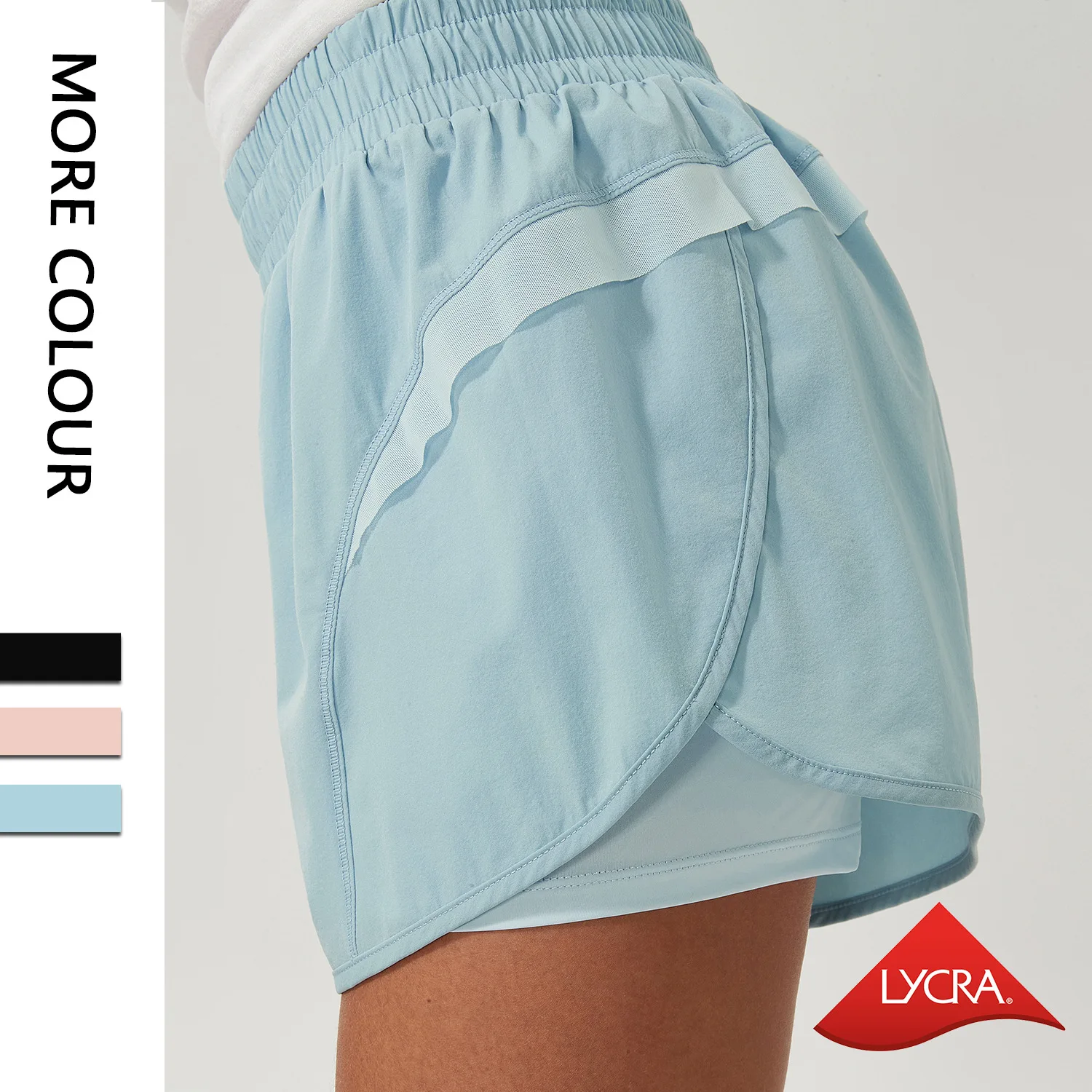 Dave&Di New Summer Casual Loose Fitness Running Shorts Anti-Fade Yoga Fashion Ladies  Fake Two Piece Sports Shorts Bermuda