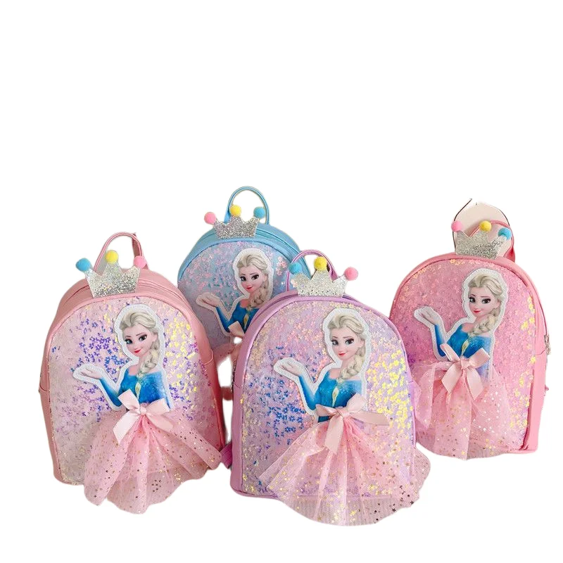 

Школьный ранец принцессы Эльзы, на выход, сумка на плечо, модная Милая мультяшная юбка принцессы, Детский рюкзак с бантом, подарок