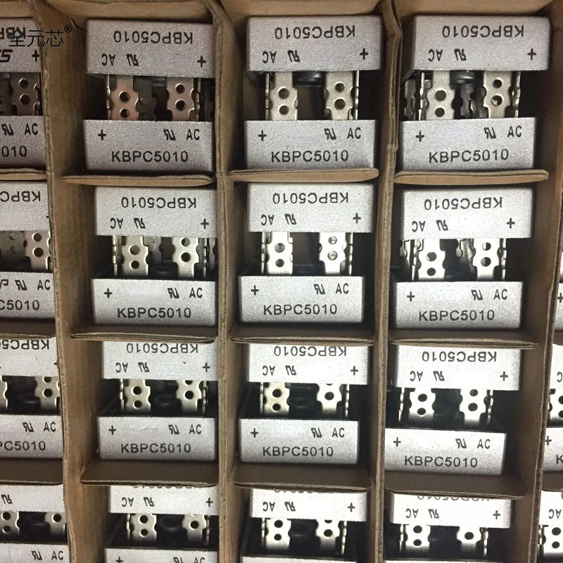 

10PCS/LOT KBPC5010 unidirectional rectifier bridge 50A 1000V square bridge stack bridge rectifier square