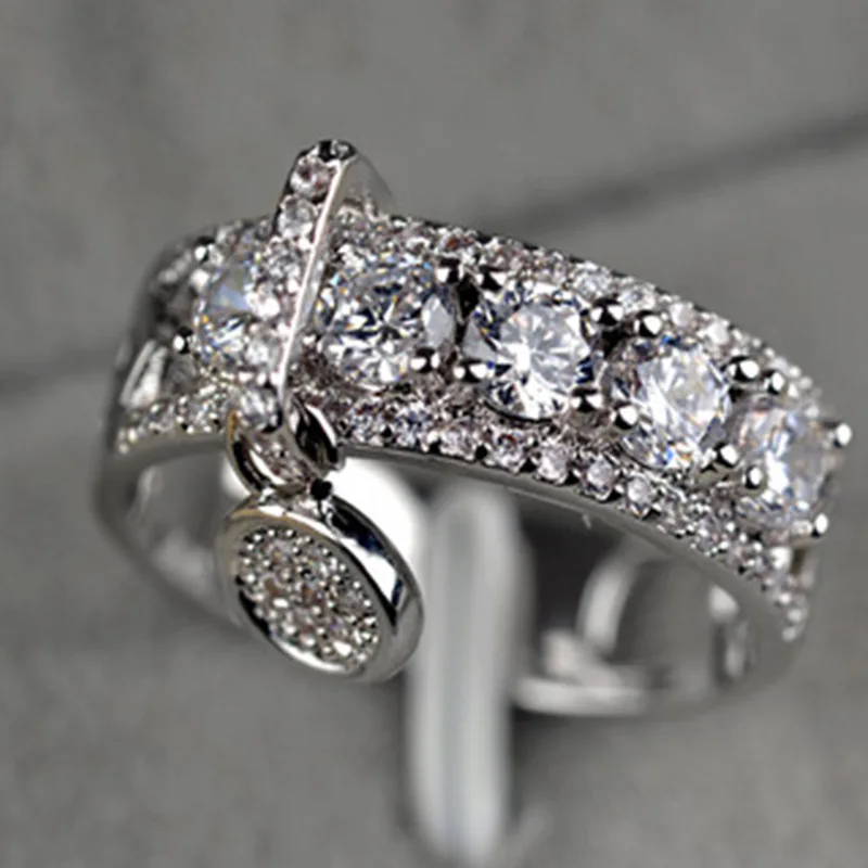 

Milangirl New Vintage Rose Gold Color Crystal Wedding Rings For Woman Luxury White Zircon Engagement Ring Jewelry