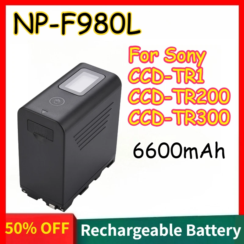 Фото 6600 мАч NP-F980L аккумулятор для камеры Sony CCD-TR1 CCD-TR200 CCD-TR300 с USB-выходом, ЖК-дисплей, перезаряжаемая батарея №1