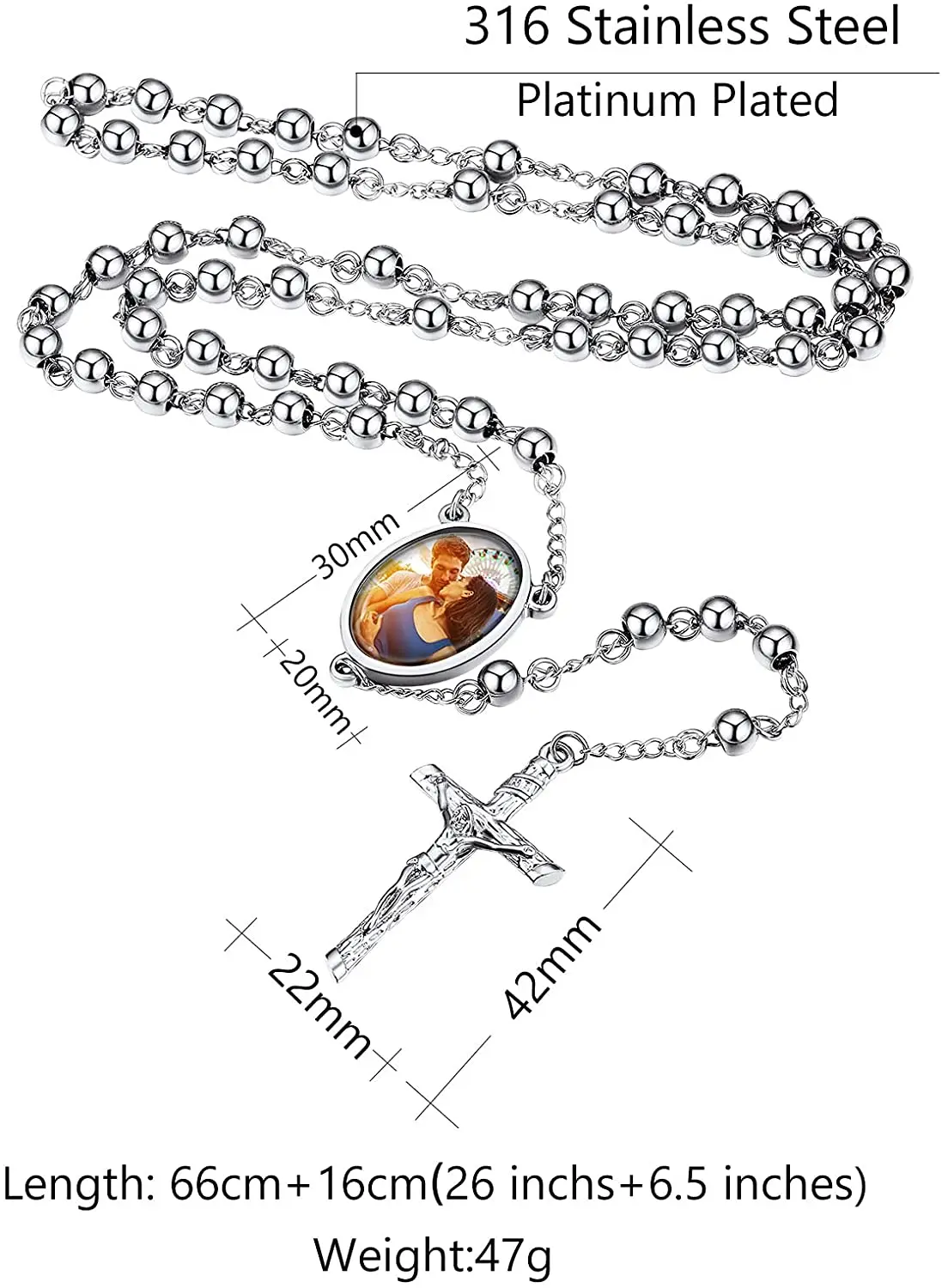 Памятная фотография Женская католическая четки бисер медаль и крест Y ожерелье