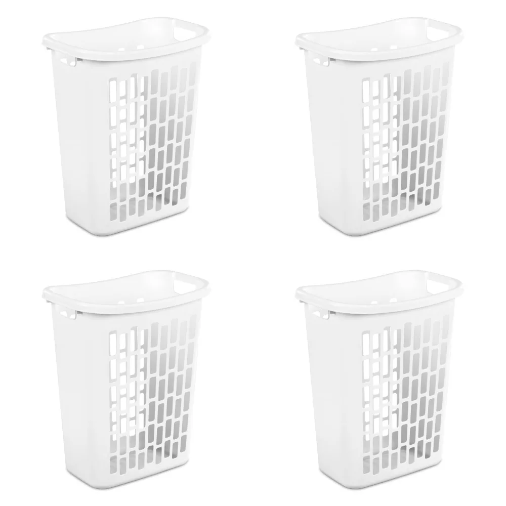 

Rectangular Open Laundry Hamper Plastic, White, Set of 4
