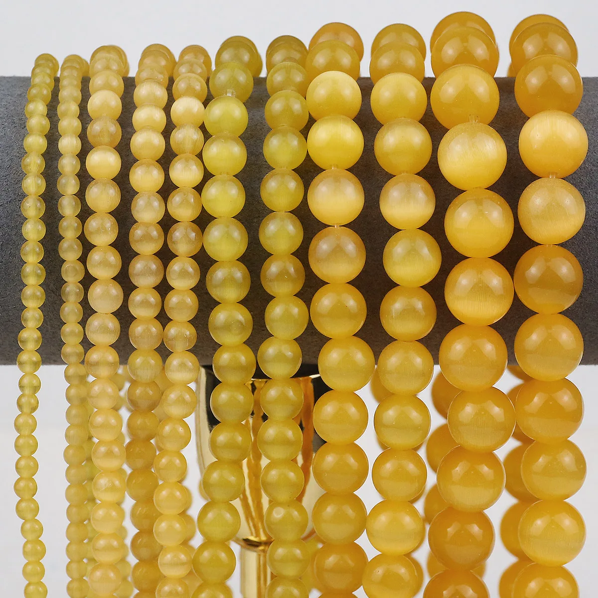 Натуральный опал темно-желтый камень кошачий глаз круглые свободные бусины для