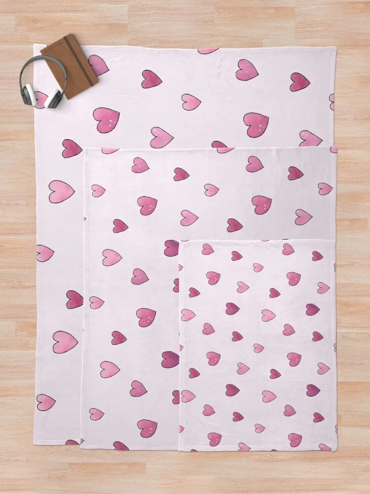 Акварельный узор в виде сердечек - бледно-розовое одеяло стиле манга Мягкие