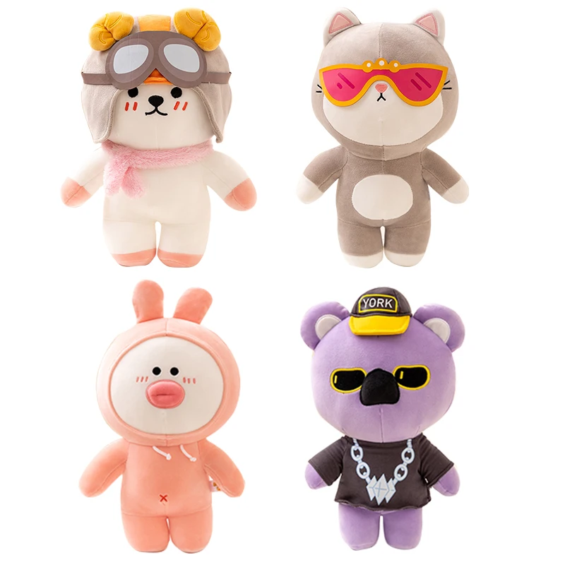 

Корейская популярная плюшевая игрушка медведь и ее друг, кукла из мультфильма аниме, декоративное украшение, подарок на день рождения для ребенка, девушки