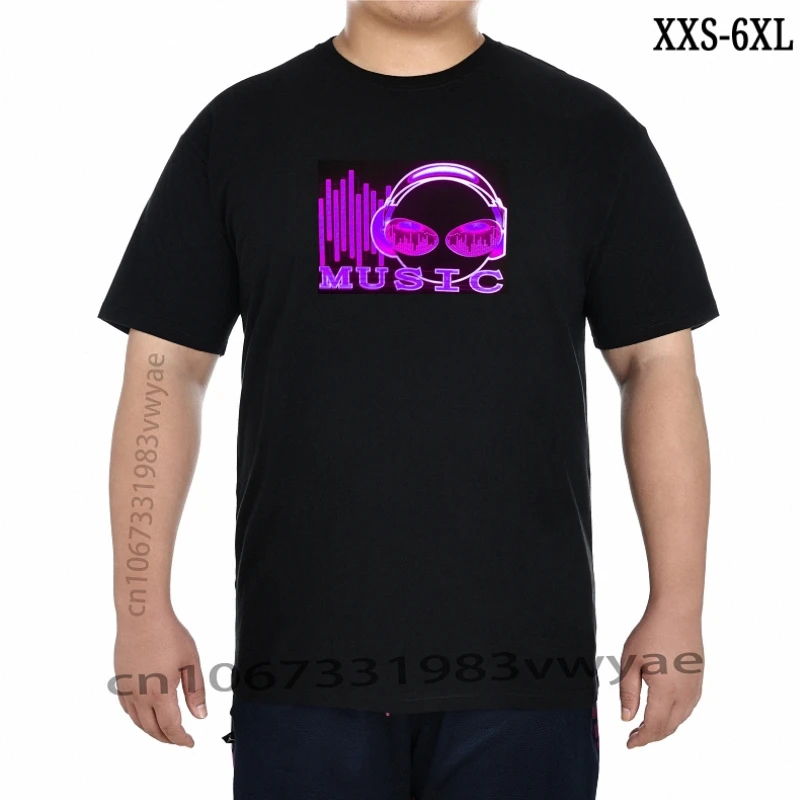 Sound Activated Music Dj Flashing Lights Led T Shirt El Party Stag Hen Men  .Gif Oversized Tee Shirt XXS-6XL