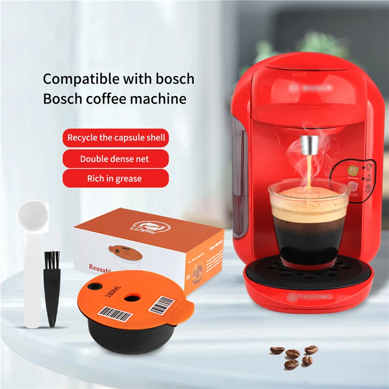 

Многоразовая Капсульная чашка для кофеварки Bosch-s Tassimo, 60/180 мл, с фильтром в виде ложки и щетки