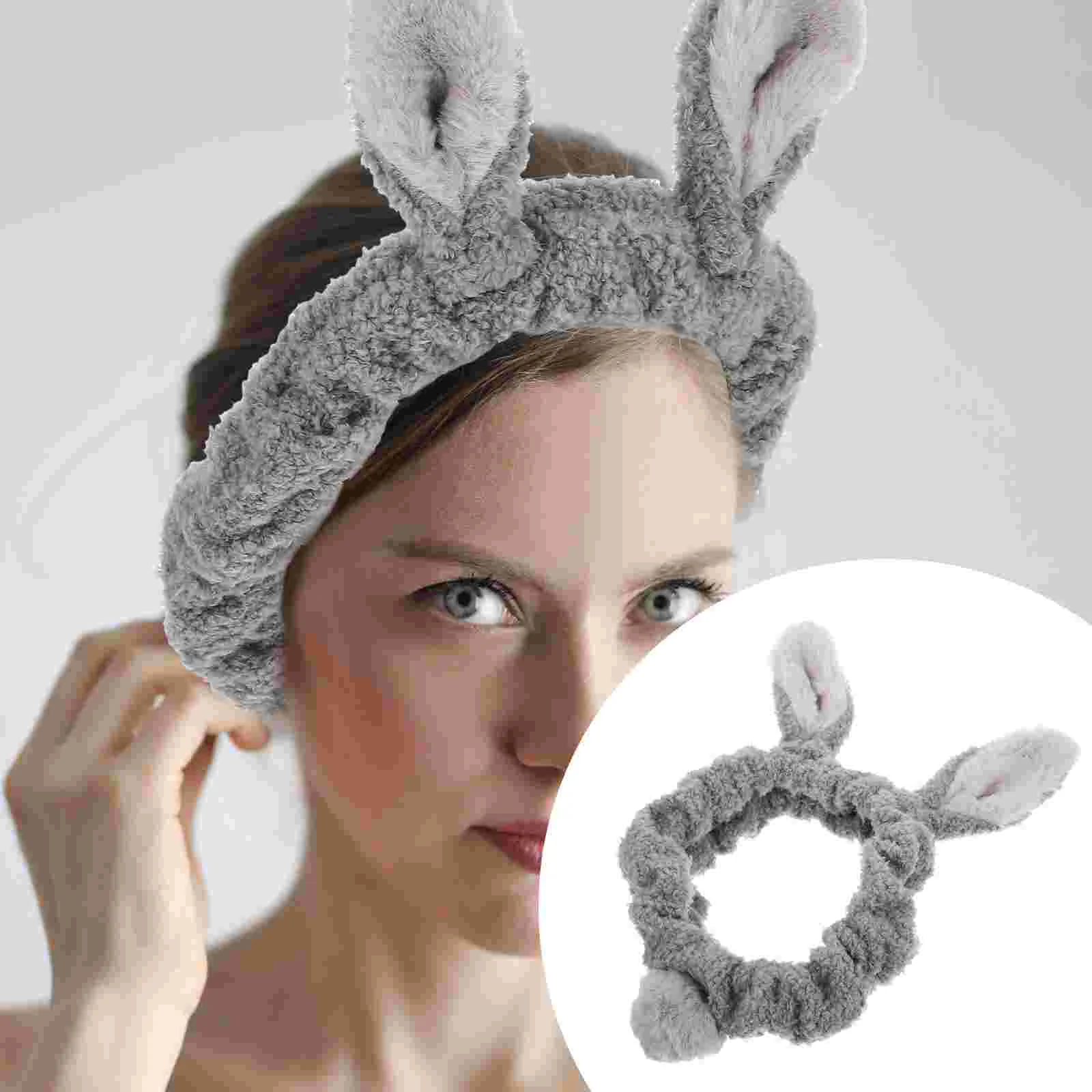 

Bunny Ear Headband Washing Hair Accessories Elastic Hairband Baby Fleece Bands Makeup Hairbands
