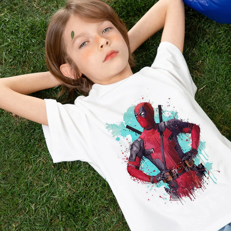 

Super Cool Marvel Cartoon Hulk Spiderman White Printing Kids Clothes Boys 2022 Summer Short Sleeve Korean Version T-shirts Tee