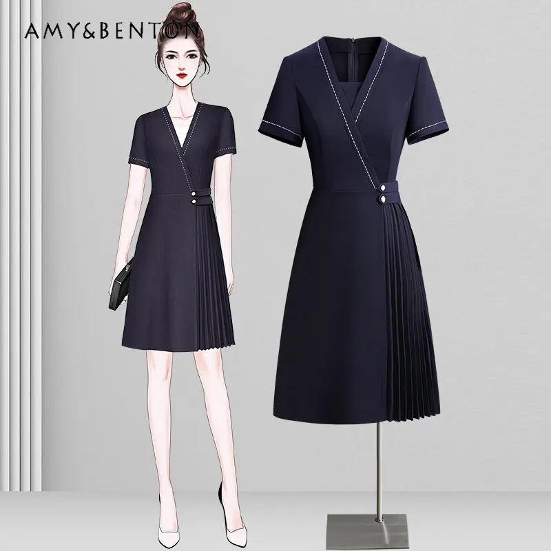 

Новинка, деловое платье, женское летнее модное Стильное облегающее тонкое прикрывающее живот платье для покупок, рабочая одежда, рабочая од...