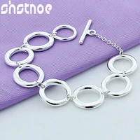 925 sterling silver circle chain bracelet for women men party engagement wedding birthday gift fashion charm jewelry