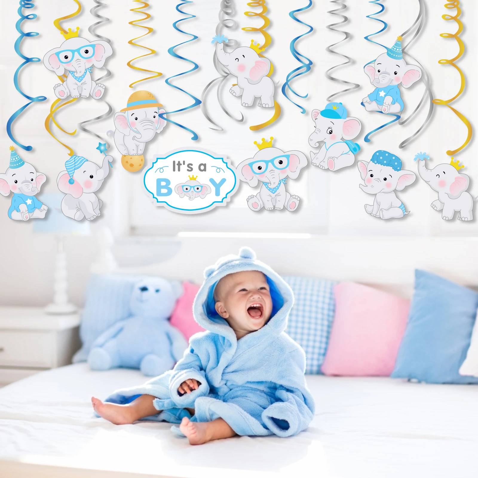 

30pcs/set It's a Boy Its a Girl Ceiling Swirl DIY Hanging Ornaments Baby Shower Decoration Favors Kids Birthday Party Supplies