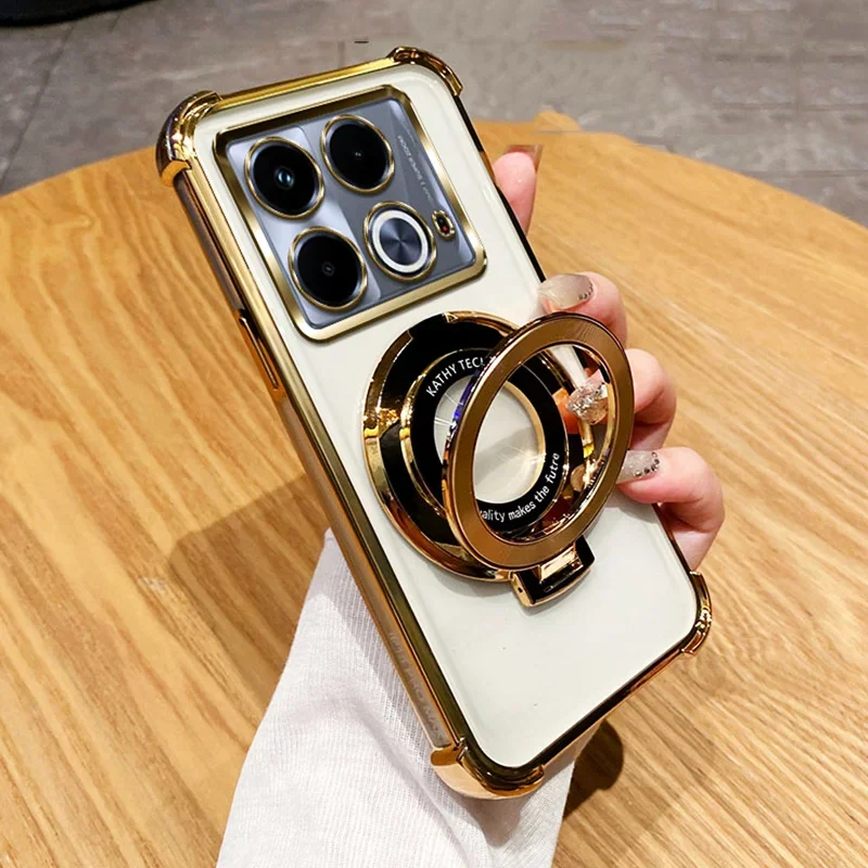 Роскошный противоударный Магнитный кронштейн для Magsafe Clear чехол vivo V30 Lite V29 Pro V30Pro