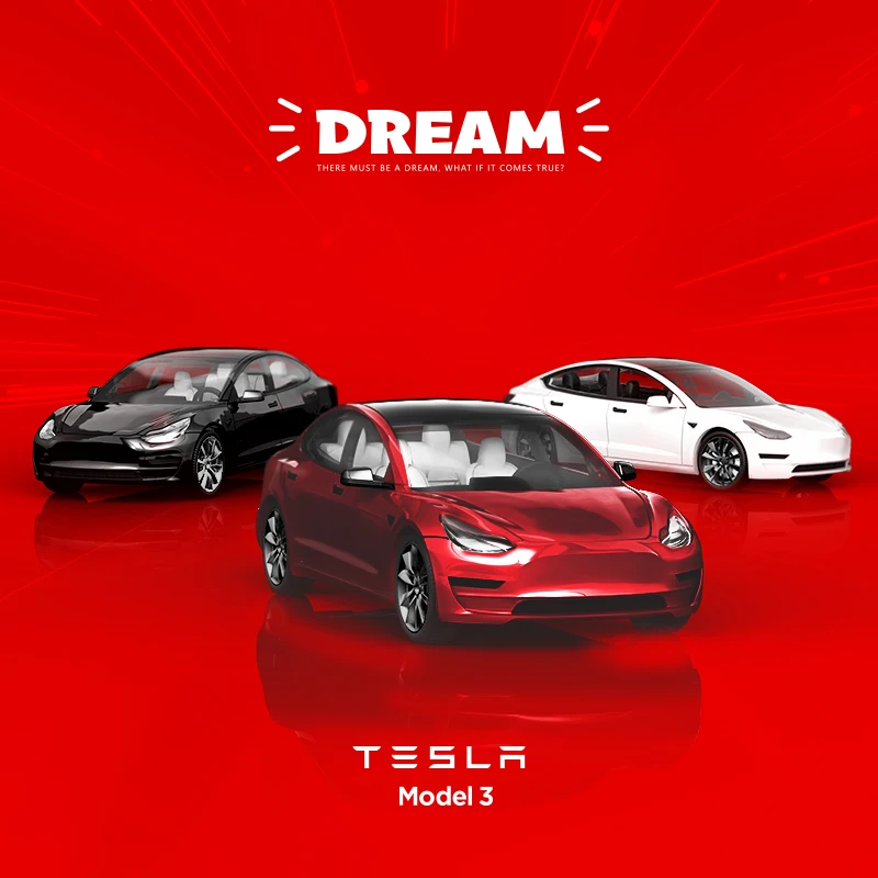 

Dream TM 1/64 Tesla Roadster / Model 3 Collection of die-cast alloy car decoration model toys