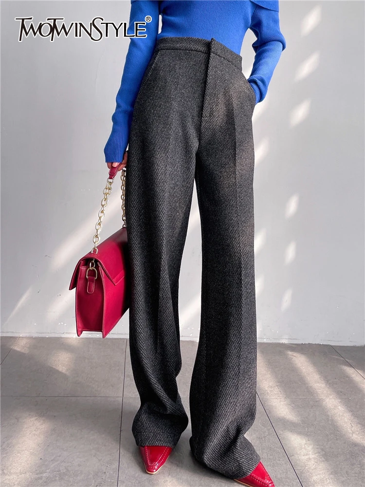 

Женские брюки на молнии TWOTWINSTYLE, с высокой талией, с карманами