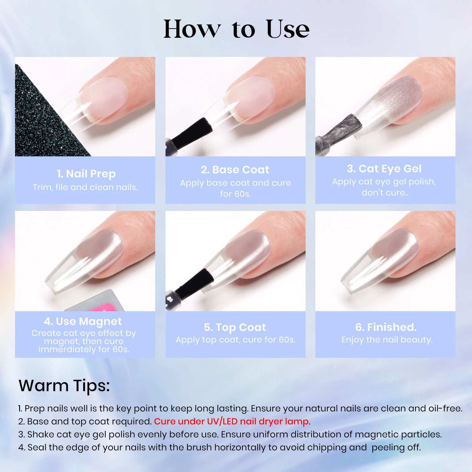 MIZHSE Moonlight Гель-лак кошачий глаз 7 мл Cat Magnetic Gel Soak Off Полуперманентный блестящий