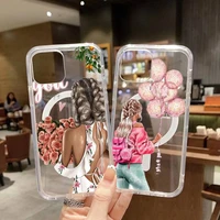 fashion super dad mom baby girl phone case transparent magsafe magnetic magnet for iphone 13 12 11 pro max mini