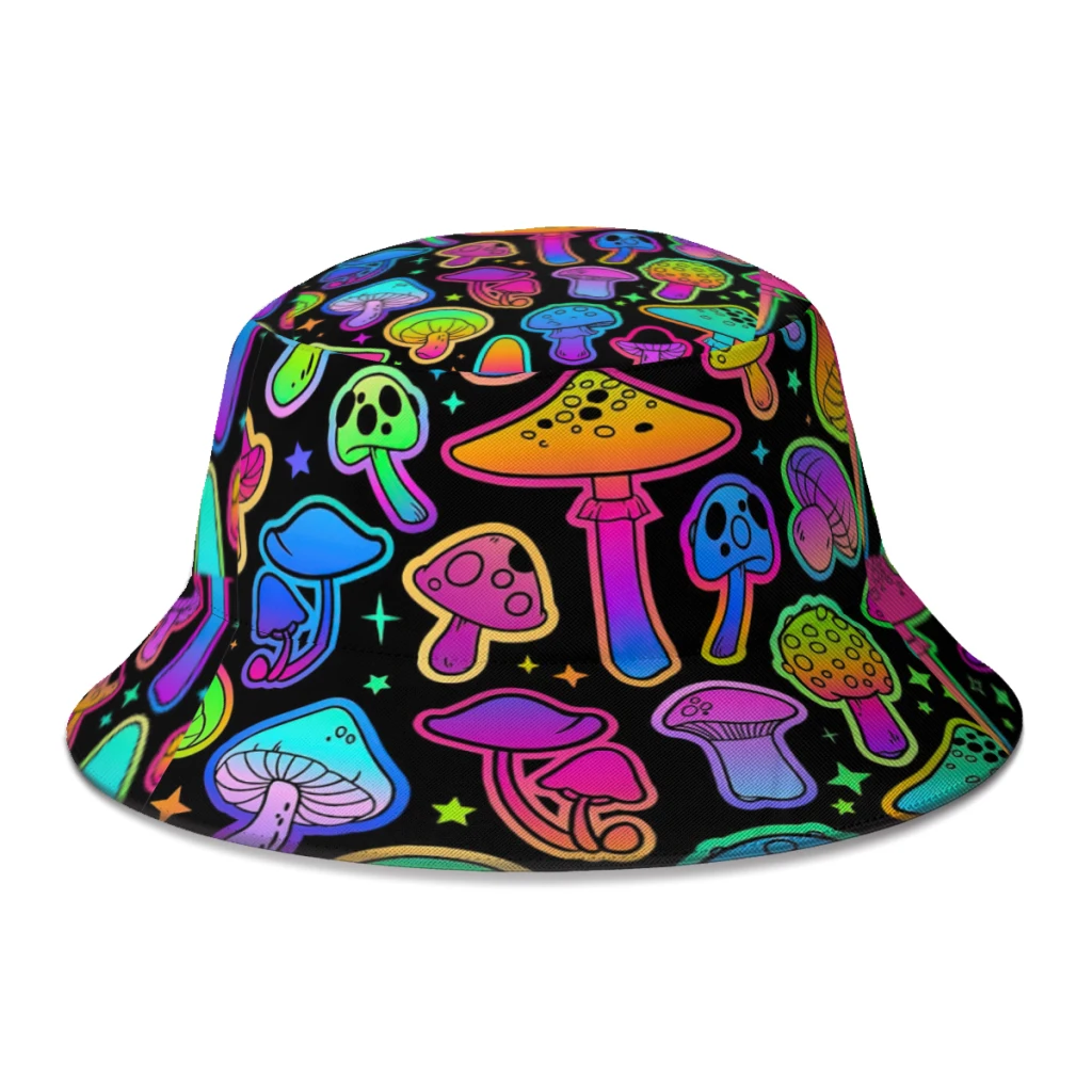 

Spring Summer Psychedelic Magic Bucket Hats for Boys Girls Streetwear Cute Mushrooms Fisherman Hats Travel Bob Femme Gorro