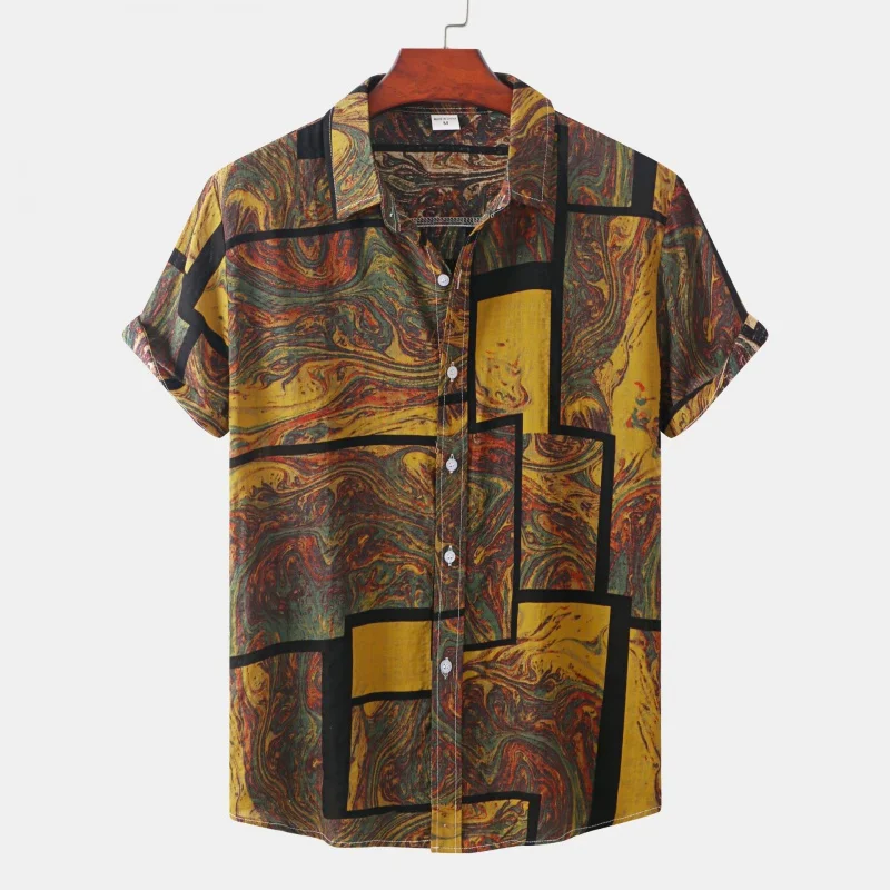 

New Men's Shirt Hawaii Printed Short-Sleeved Top Loose Fashion