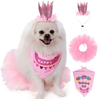 dog party supplies pet tutu skirt bandana and crown pet birthday costume skirt with pet crown headband