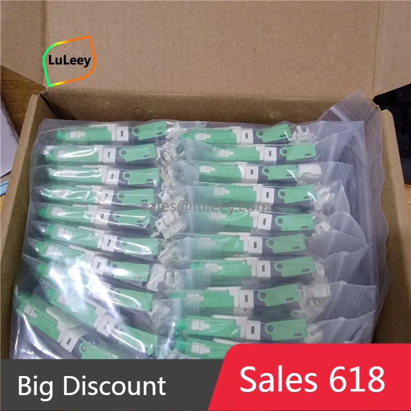 

100pcs FTTH connector SC APC optical fiber quick connector SC green cold connector sub-cable leather wire connector