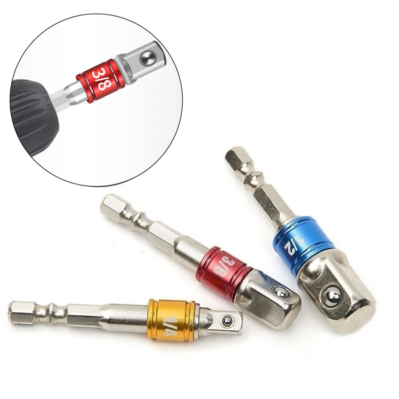 Shank Drill Socket Adapter for Impact Driver with Hex to Square Bits Bar Extension Set 1/4" 3/8" 1/2 Bit Tool | Инструменты
