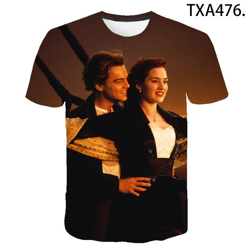 

2023 New Arrival Titanic Pattern Short Sleeve Leonardo DiCaprio T-shirt Boy Girl Kids 3D Printed Streetwear Cool Men Women Tops