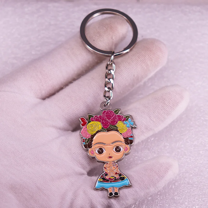

New Boho Cartoon Girl Keychain Accessories Cute Handbags Car Chain Pendant