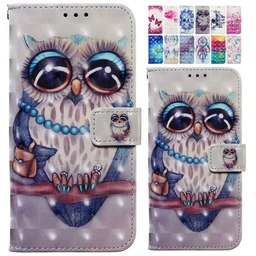 

Gray Owl Chimes Leather Flip Wallet Case For Coque Huawei Honor 10i 20i 10 Lite 20 Pro Cute Phone Capa Book Cover E03E