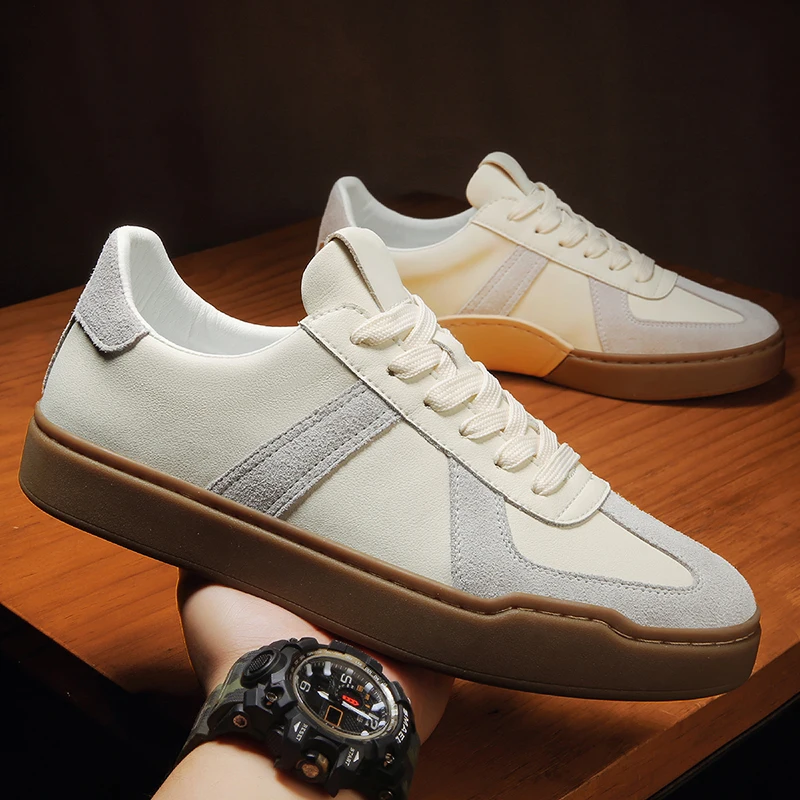 

Кроссовки мужские из натуральной кожи, на шнуровке, Повседневная модная обувь, черные, для скейтборда, белые