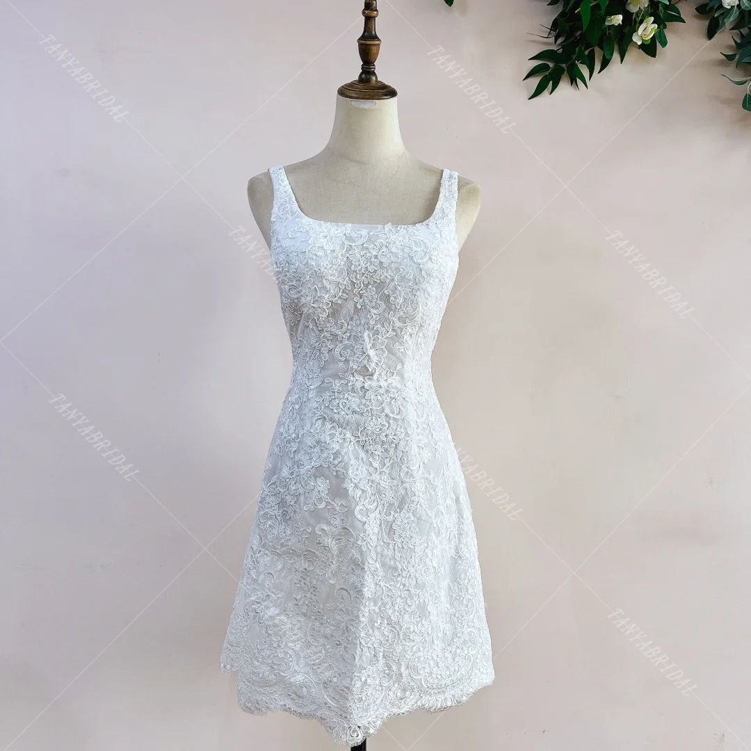 Короткие кружевные платья со съемным атласным хвостом 2 в 1 выращенные свадебные