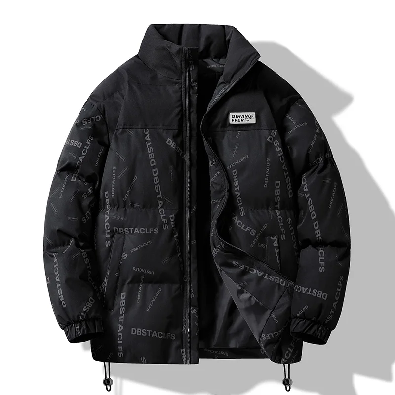 Hip Hop Jacket Parka Hurt Bear Print Men Winter Oversize Windbreaker Streetwear Harajuku Padded Jacket Coat Warm Outwear Hipster