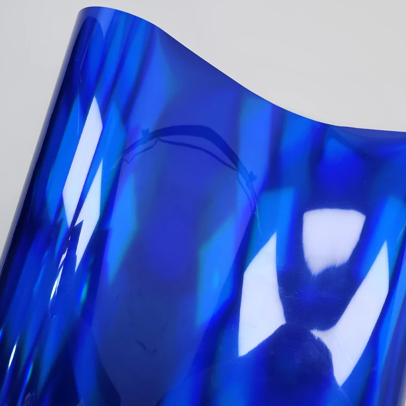 Глянцевая голографическая синяя виниловая оберточная пленка для автомобиля