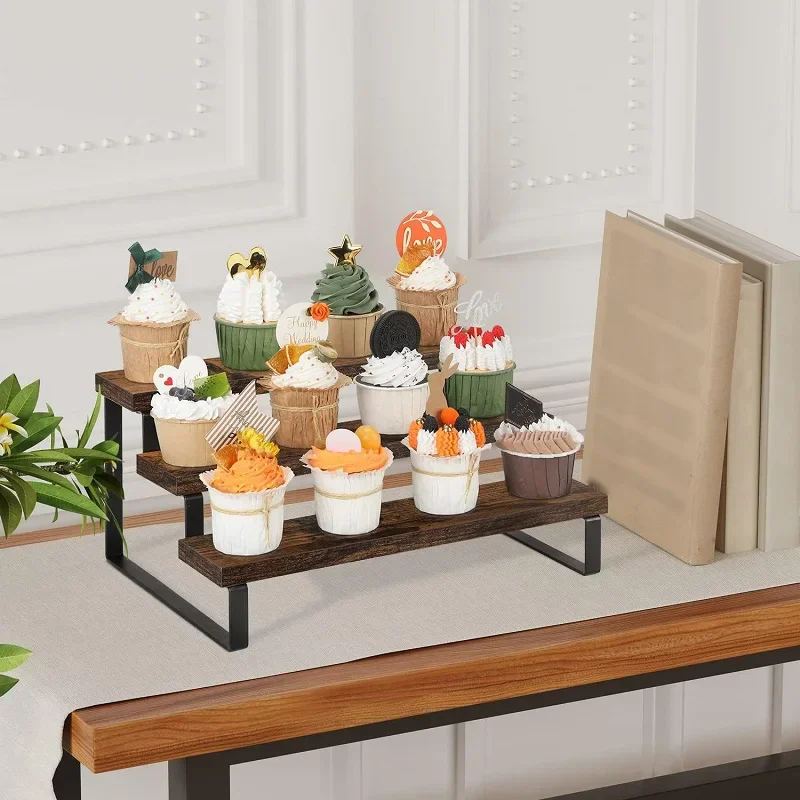 Подставка деревянная трехуровневая для хранения специй кухонный стеллаж