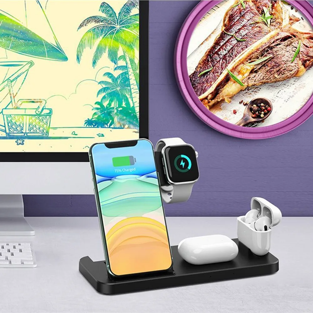 

15W Wireless Chargers Qi Fast Charging Dock Station For iPhone 13 12 11 Pro Max XS XR 8 For Apple Watch 6 5 4 3 For Airpods Pro