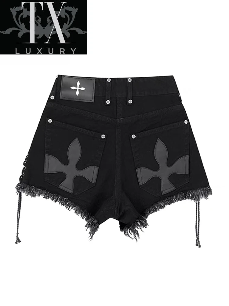 

Sexy Denim Women Fashion High Waist Gothic Printed Shorts Summer Punk Style Oversize Casual All-Match Jeans Short Female