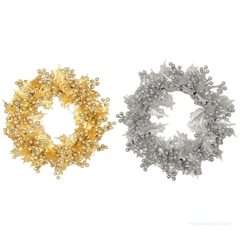 

Рождественский искусственный венок C5AD, висячая гирлянда с порошком из золотистого и серебристого пенопласта в виде фруктов для дома, ферме...