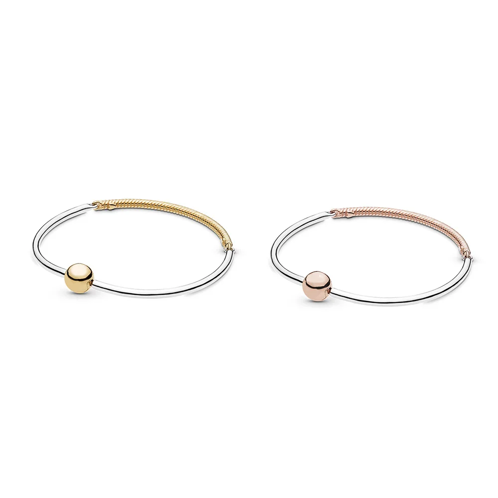 

925 Sterling Silver Bracelets Charms Rose Gold Fashion Snake Skin Bangles For Women CHARMS Jewelry Gift
