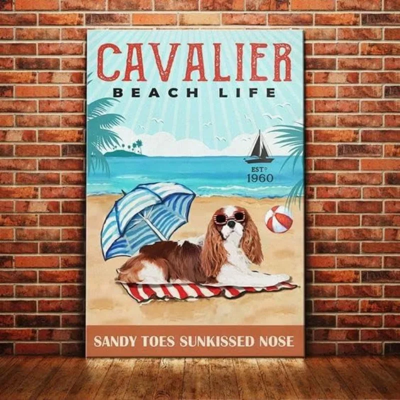 

Metal Sign Cavalier King Charles Spaniel Dog Vintage Kitchen Signs Wall Decor Aluminum Plague Signs Home Bars